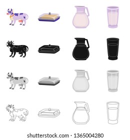 Vector design of creamy and product sign. Collection of creamy and farm vector icon for stock.