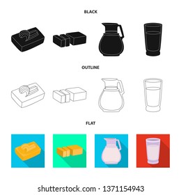 Vector design of creamy and product sign. Set of creamy and farm stock symbol for web.
