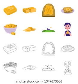 Vector design of creamy and product symbol. Collection of creamy and farm stock symbol for web.
