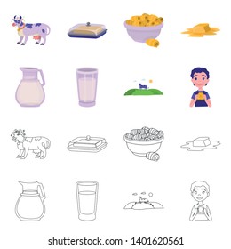 Vector design of creamy and product symbol. Set of creamy and farm stock vector illustration.