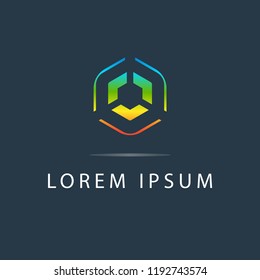 Vector design creative elements for your company logo, abstract colored icon. Modern logotype, geometric business corporate template