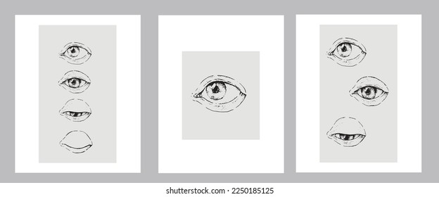 Diseño de vectores con fines creativos. Carteles de decoración. Ojos.