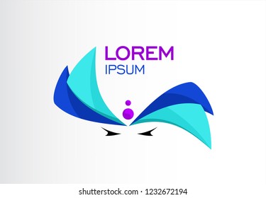 vector design of creative unique artistic sign eyes logo that has blue color