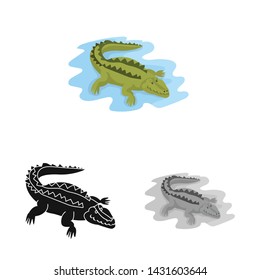 Vector design of crocodile and alligator icon. Collection of crocodile and cute stock symbol for web.