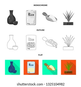 Vector design of crop and ecological icon. Set of crop and cooking stock symbol for web.
