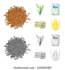 Vector design of crop and ecological icon. Collection of crop and cooking stock symbol for web.
