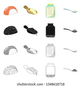 Vector design of crop and ecological icon. Collection of crop and cooking stock symbol for web.