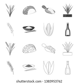 Vector design of crop and ecological icon. Collection of crop and cooking stock symbol for web.