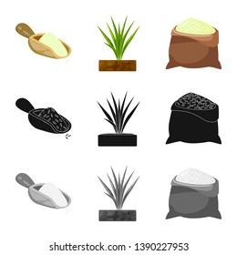 Vector design of crop and ecological icon. Collection of crop and cooking stock vector illustration.