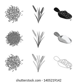 Vector design of crop and ecological icon. Collection of crop and cooking stock symbol for web.