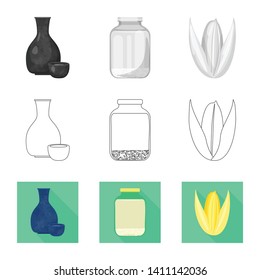 Vector design of crop and ecological icon. Collection of crop and cooking stock symbol for web.