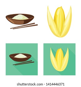Vector design of crop and ecological icon. Set of crop and cooking stock vector illustration.