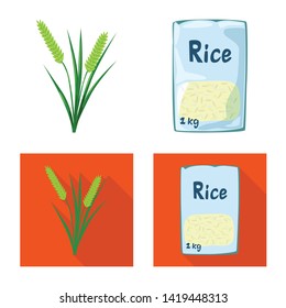 Vector design of crop and ecological icon. Set of crop and cooking vector icon for stock.
