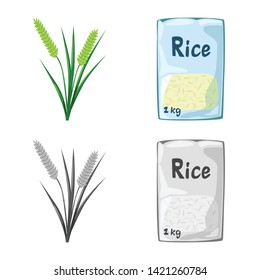Vector design of crop and ecological icon. Collection of crop and cooking stock symbol for web.