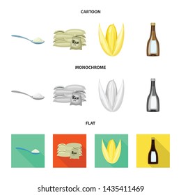Vector design of crop and ecological icon. Set of crop and cooking stock symbol for web.
