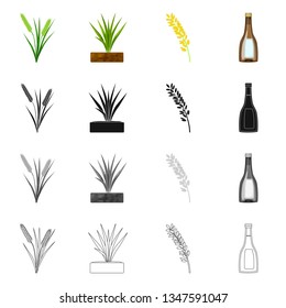 Vector design of crop and ecological logo. Collection of crop and cooking stock vector illustration.