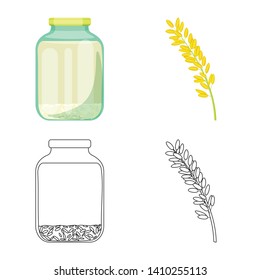 Vector design of crop and ecological logo. Set of crop and cooking stock symbol for web.