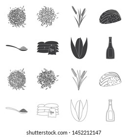 Vector design of crop and ecological logo. Set of crop and cooking stock symbol for web.
