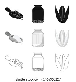 Vector design of crop and ecological logo. Set of crop and cooking stock symbol for web.