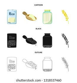Vector design of crop and ecological sign. Collection of crop and cooking stock symbol for web.