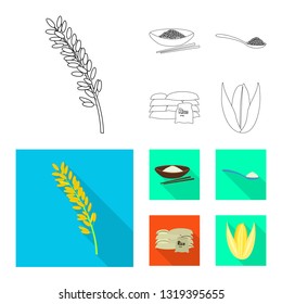 Vector design of crop and ecological sign. Collection of crop and cooking stock symbol for web.