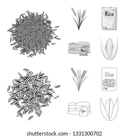 Vector design of crop and ecological sign. Collection of crop and cooking stock vector illustration.