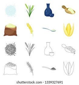 Vector design of crop and ecological sign. Collection of crop and cooking stock vector illustration.