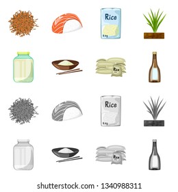 Vector design of crop and ecological sign. Collection of crop and cooking stock vector illustration.