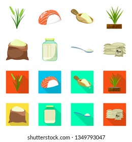 Vector design of crop and ecological sign. Set of crop and cooking stock symbol for web.