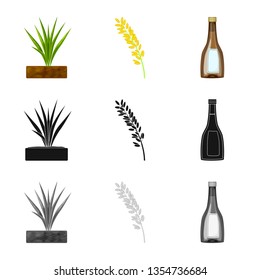 Vector design of crop and ecological sign. Collection of crop and cooking stock vector illustration.