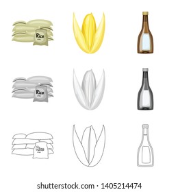 Vector design of crop and ecological sign. Set of crop and cooking stock vector illustration.