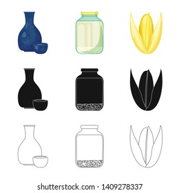 Vector design of crop and ecological sign. Set of crop and cooking vector icon for stock.