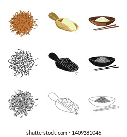 Vector design of crop and ecological sign. Set of crop and cooking stock symbol for web.