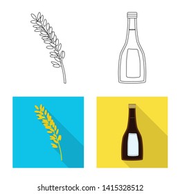 Vector design of crop and ecological sign. Collection of crop and cooking vector icon for stock.