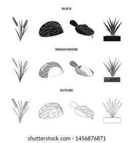 Vector design of crop and ecological sign. Set of crop and cooking stock symbol for web.