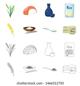 Vector design of crop and ecological sign. Set of crop and cooking vector icon for stock.