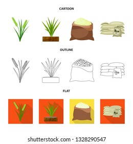 Vector design of crop and ecological symbol. Set of crop and cooking stock vector illustration.