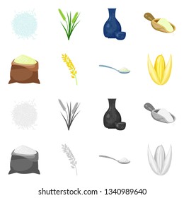Vector design of crop and ecological symbol. Collection of crop and cooking stock symbol for web.
