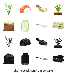 Vector design of crop and ecological symbol. Set of crop and cooking stock vector illustration.