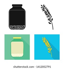 Vector design of crop and ecological symbol. Set of crop and cooking stock vector illustration.