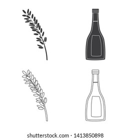 Vector design of crop and ecological symbol. Collection of crop and cooking vector icon for stock.