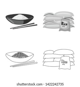 Vector design of crop and ecological symbol. Collection of crop and cooking vector icon for stock.