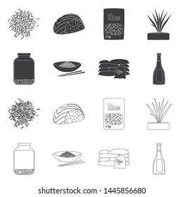 Vector design of crop and ecological symbol. Set of crop and cooking stock vector illustration.