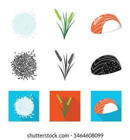 Vector design of crop and ecological symbol. Collection of crop and cooking stock vector illustration.