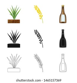 Vector design of crop and ecological symbol. Set of crop and cooking stock vector illustration.