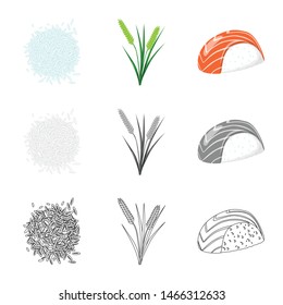 Vector design of crop and ecological symbol. Set of crop and cooking stock symbol for web.