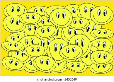 Vector design of a crowd of happy faces