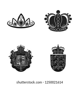 Vector design of crown and royal symbol. Set of crown and jewelry stock symbol for web.
