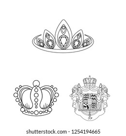 Vector design of crown and royal symbol. Collection of crown and jewelry stock vector illustration.