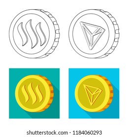 Vector design of cryptocurrency and coin icon. Set of cryptocurrency and crypto vector icon for stock.